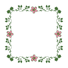 Vector illustration frame flower yellow with flower green leaf hand drawn