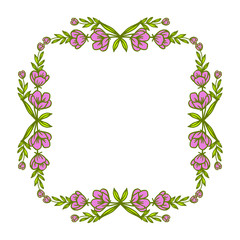 Fototapeta na wymiar Vector illustration purple flower frames with greeting card hand drawn