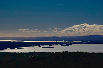 Orsa, Dalarna province, Sweden Views over the frozen Orsa Lake on a sunny winter day.