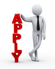 3d businessman with word apply