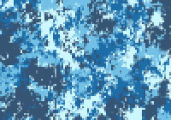 Digital pixel sea water camouflage pattern