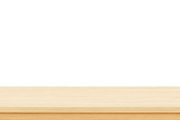 Empty wood table top on white background, Used for display or montage your products