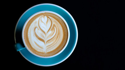 hot mocha coffee on  black background
