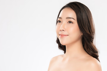 Naklejka premium Beautiful Young asian Woman with Clean Fresh Skin