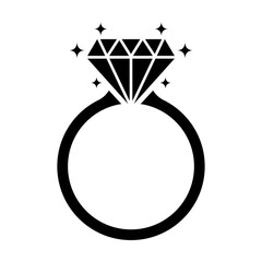 Diamond engagement ring icon isolated on white background