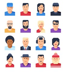 Set of flat avatars of people of men and women