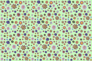  hand drawing pattern. background of pencil-drawn colorful flowers.  13 unique doodles
