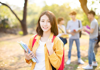portrait of  Asian college student on campus
