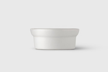 White ceramic bowl isolated on soft gray background with clipping path.Can be used for your design and branding.