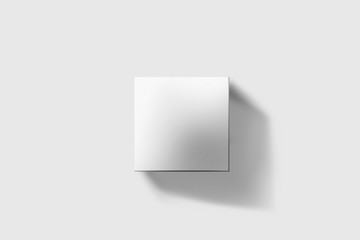 Blank white cosmetic, medical or product packaging box isolated on soft gray background. Packaging mockups rectangular, square, long, for design or branding. top view.