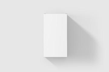 White blank Rectangle Box mock-up isolated on soft gray background. Top view. 3D illustration.