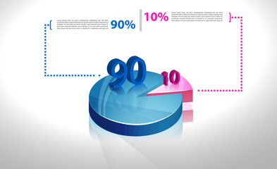Set of business cycle flow diagrams, pie chart for documents,reports,presentations,infographic,0 5 10 15 20 25 30 35 40 45 50 55 60 65 70 75 80 85 90 95 100 percent clock style. Vector illustration.