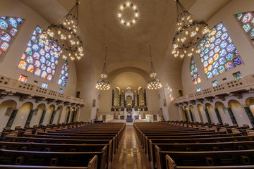 The Main Sanctuary of Congregation Emanu-El. Congregation Emanu-El of San Francisco, California, is...