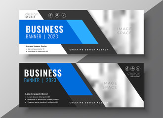 modern business presentation banner in blue geometric style