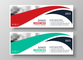 modern red and turquoise business banners set