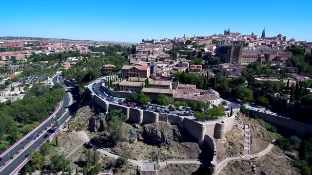 Aerial view in Toledo. Historical city of Spain.  4k Video