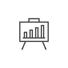Business presentation board line icon. linear style sign for mobile concept and web design. Whiteboard with growing chart outline vector icon. Symbol, logo illustration. Pixel perfect vector graphics