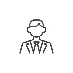 Businessman avatar line icon. linear style sign for mobile concept and web design. Man in suit outline vector icon. Office dress code symbol, logo illustration. Pixel perfect vector graphics