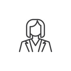 Business woman avatar line icon. linear style sign for mobile concept and web design. Woman in suit outline vector icon. Office dress code symbol, logo illustration. Pixel perfect vector graphics