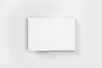 Blank softcover book or magazine template on a soft gray background.3D illustration.Mock-up