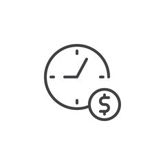 Time is Money line icon. linear style sign for mobile concept and web design. Dollar money and clock outline vector icon. Symbol, logo illustration. Pixel perfect vector graphics