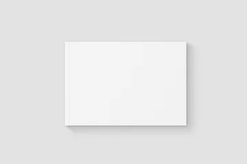 Zelfklevend Fotobehang Blank white hardcover brochure, book or catalog mock up isolated on soft gray background. 3D illustration © sabir