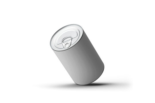 Long tin can Mock-up isolated on white background. 3D rendering.