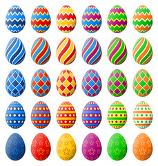 Colorful vector illustration of Easter eggs on a white background.