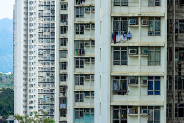Fototapeta na wymiar Hong Kong Real estate building facade