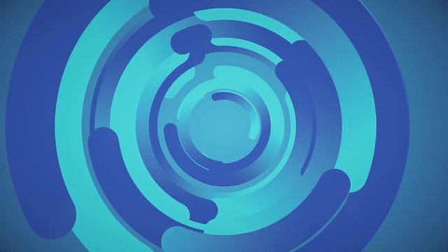 Abstract background in flat style with animation rotation of rounded lines and circles on colorful backdrop. Animation of seamless loop.