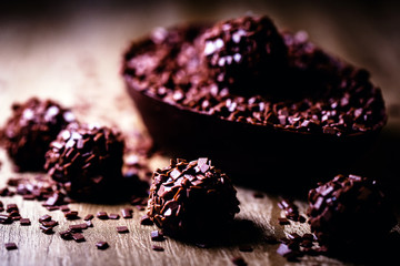 chocolate easter egg, creamy and tasty filling. Homemade Easter egg.