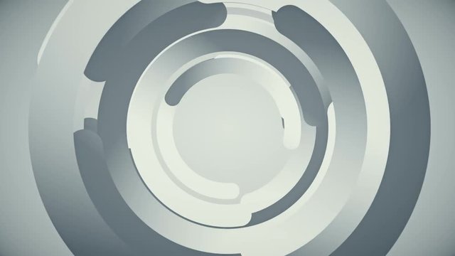 Abstract background in flat style with animation rotation of rounded lines and circles on colorful backdrop. Animation of seamless loop.