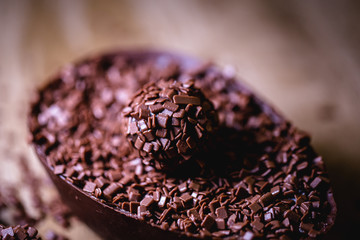 chocolate easter egg, creamy and tasty filling. Homemade Easter egg.