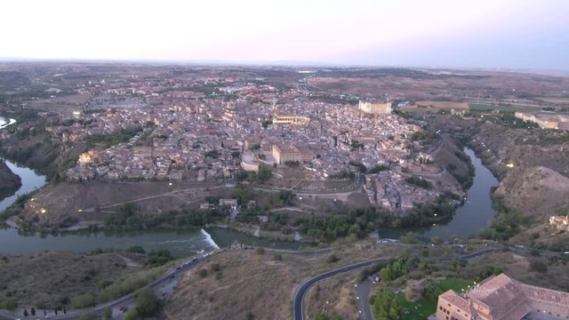 Aerial view in Toledo. Historical city of Spain.  4k Video