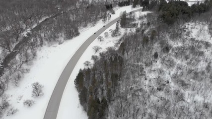 Winter landscape from above, bird's eye view