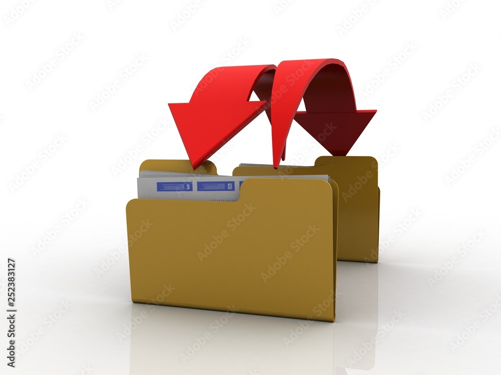 Poster 3d rendering folder with arrow