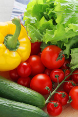 Bright vegetables at the table
