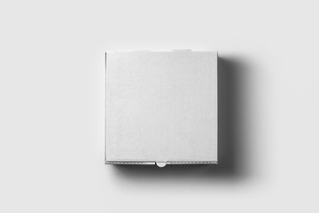 White Pizza Box Mock up isolated on white background.High resolution photo.Top view