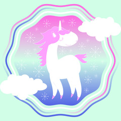 Unicorn Illustration Stiker Design Background Cover Paper 