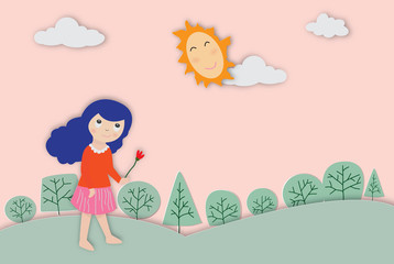 Concept of environment with a cute girl vector illustration.