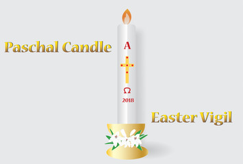 Easter greeting card with the burning candle.