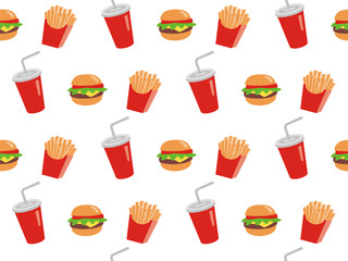 Vector seamless illustration of fast food.