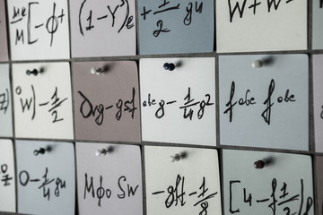 Mathematical equations and formulas on stickers