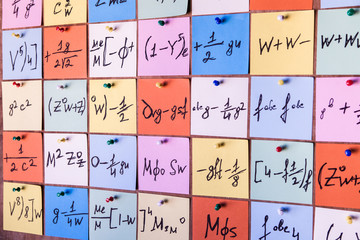 Mathematical equations and formulas on stickers