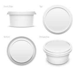 Vector mockup illustration of round container isolated on white background. - 252386187