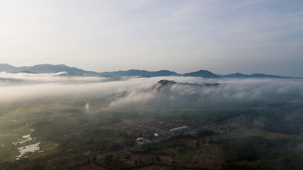 beautiful lanscape with fog surround it in Malaysia