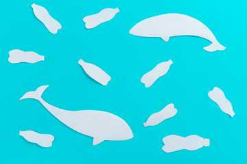 a whale of garbage plastic floating in the ocean