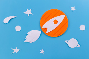 Space shuttle taking off on a mission