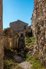 Abandoned Ruins of a Mountain Village Destroyed by an Earthquake in Italy