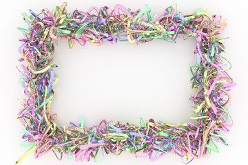 Abstract CGI composition, string backdrop virtual paper frame. Wallpaper for graphic design. 3D render.
